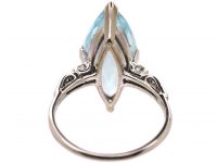 Platinum Ring by Boodles set with a Marquise Cut Aquamarine with Diamond Set Shoulders