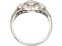 Early 20th Century 18ct White Gold, Three Stone Diamond Cluster Ring