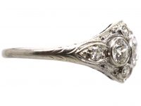Early 20th Century 18ct White Gold, Three Stone Diamond Cluster Ring
