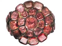 Georgian Flat Cut Almandine Garnet Cluster Ring