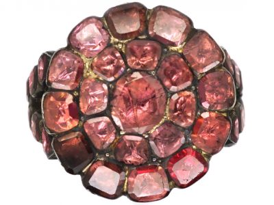 Georgian Flat Cut Almandine Garnet Cluster Ring