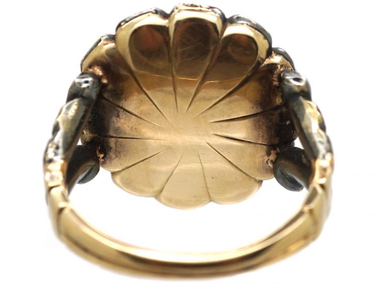 Georgian Flat Cut Almandine Garnet Cluster Ring