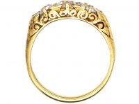 Victorian 18ct Gold, Three Stone Diamond Carved Half Hoop Ring