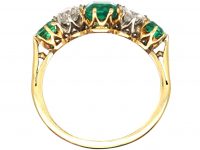 Edwardian 18ct Gold, Emerald & Diamond Five Stone Ring