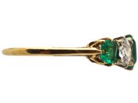 Edwardian 18ct Gold, Emerald & Diamond Five Stone Ring