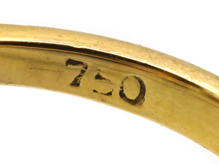 1950s 18ct Gold, Oval Cut Aquamarine & Marquise Diamond Ring