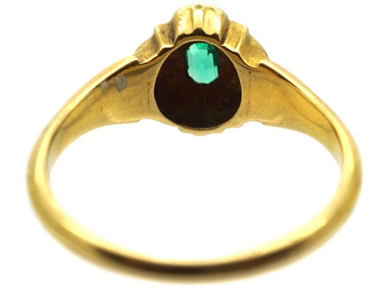 Early Victorian 18ct Gold, Emerald, Natural Split Pearl & Rose Diamond Ring