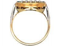 Early 20th Century 18ct Gold & Platinum, Emerald & Diamond Target Ring