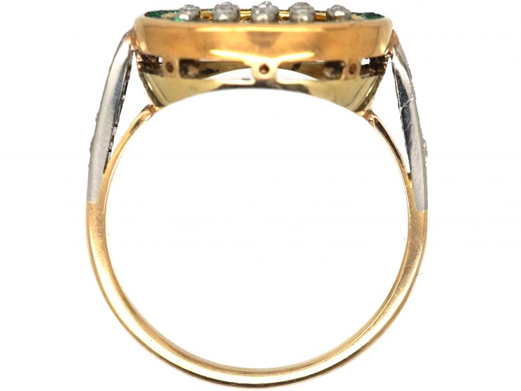 Early 20th Century 18ct Gold & Platinum, Emerald & Diamond Target Ring