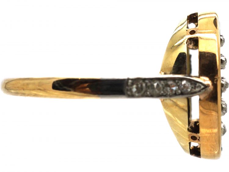 Early 20th Century 18ct Gold & Platinum, Emerald & Diamond Target Ring