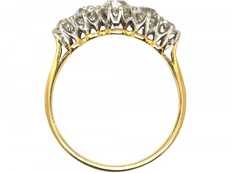 Edwardian 18ct Gold & Platinum, Five Stone Diamond Ring
