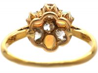 Edwardian 18ct Gold, Opal & Diamond Cluster Ring