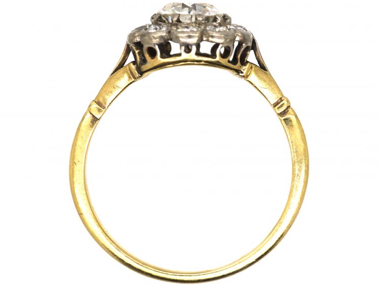 Edwardian 18ct Gold & Platinum, Diamond Daisy Cluster Ring