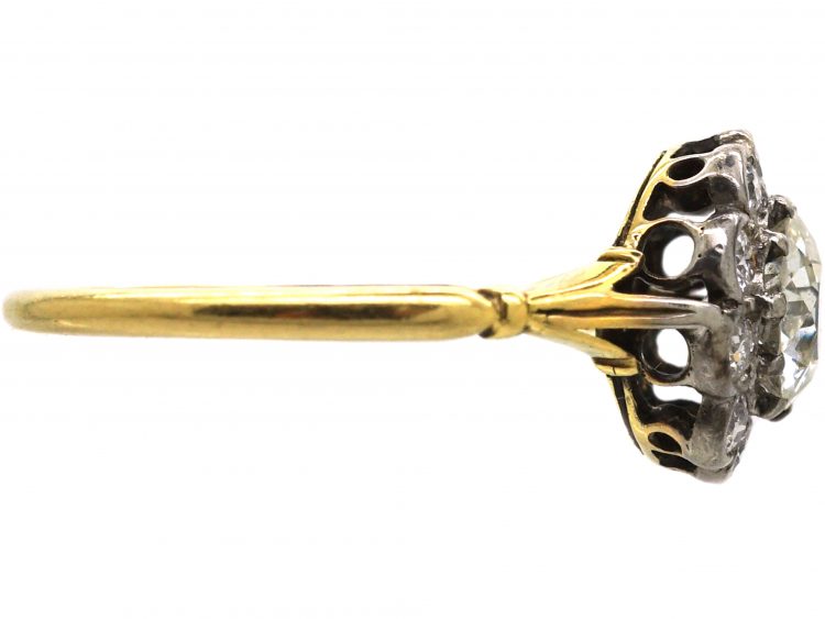 Edwardian 18ct Gold & Platinum, Diamond Daisy Cluster Ring