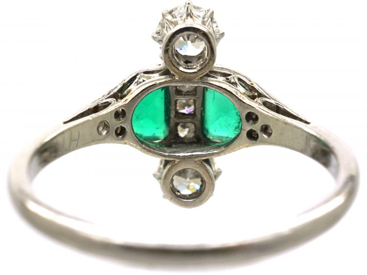 Early 20th Century Platinum, Emerald & Diamond Ring