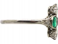 Early 20th Century Platinum, Emerald & Diamond Ring