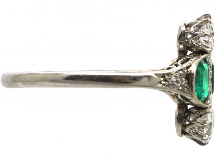 Early 20th Century Platinum, Emerald & Diamond Ring