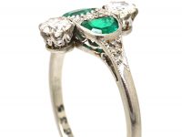 Early 20th Century Platinum, Emerald & Diamond Ring
