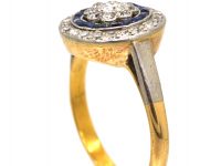 Art Deco Platinum, Sapphire & Diamond Target Ring