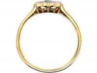 Early 20th Century 18ct Gold & Platinum, Emerald & Diamond Rectangular Shaped Ring