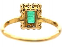 Early 20th Century 18ct Gold & Platinum, Emerald & Diamond Rectangular Shaped Ring