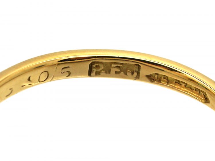 Early 20th Century 18ct Gold & Platinum, Emerald & Diamond Rectangular Shaped Ring