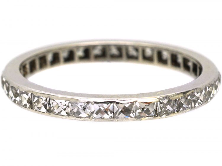 Art Deco Platinum French Cut Diamond Eternity Ring