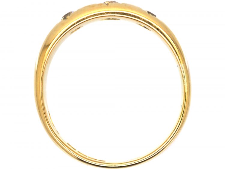 Edwardian 18ct Gold, Three Stone Diamond Gypsy Ring