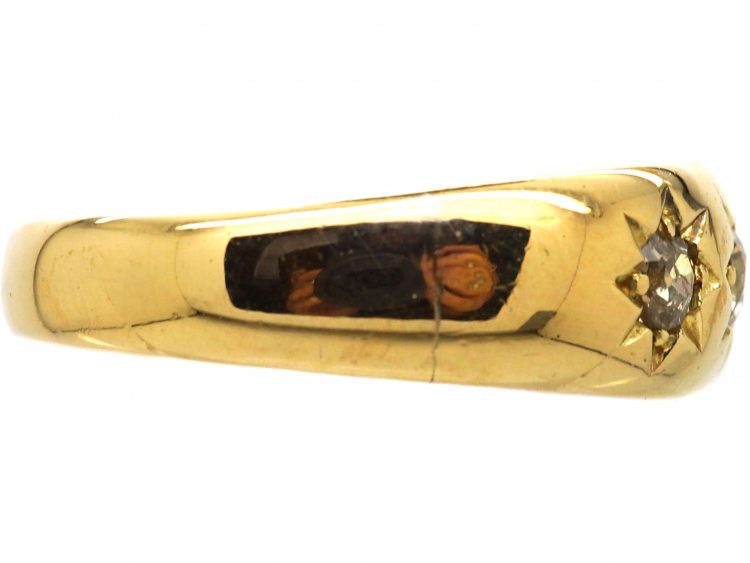 Edwardian 18ct Gold, Three Stone Diamond Gypsy Ring