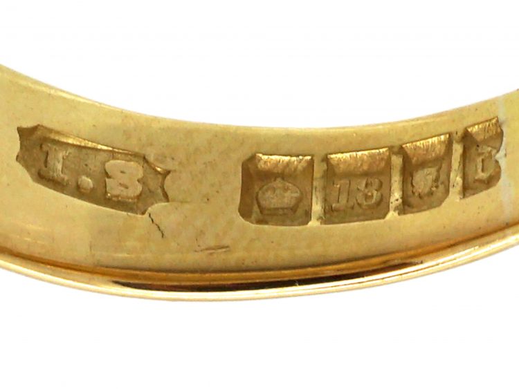 Edwardian 18ct Gold, Three Stone Diamond Gypsy Ring