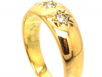 Edwardian 18ct Gold, Three Stone Diamond Gypsy Ring