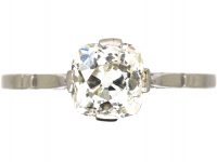 Edwardian Platinum, One Carat Old Mine Cut Diamond Solitaire Ring