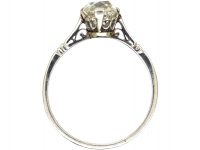 Edwardian Platinum, One Carat Old Mine Cut Diamond Solitaire Ring