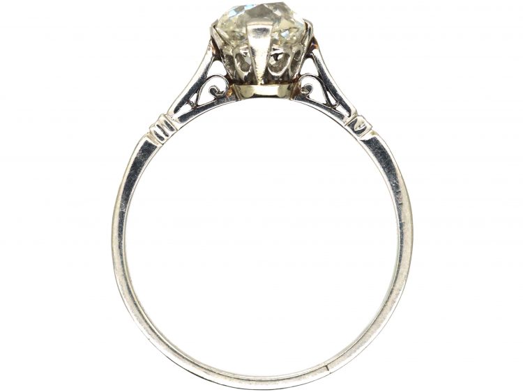 Edwardian Platinum, One Carat Old Mine Cut Diamond Solitaire Ring