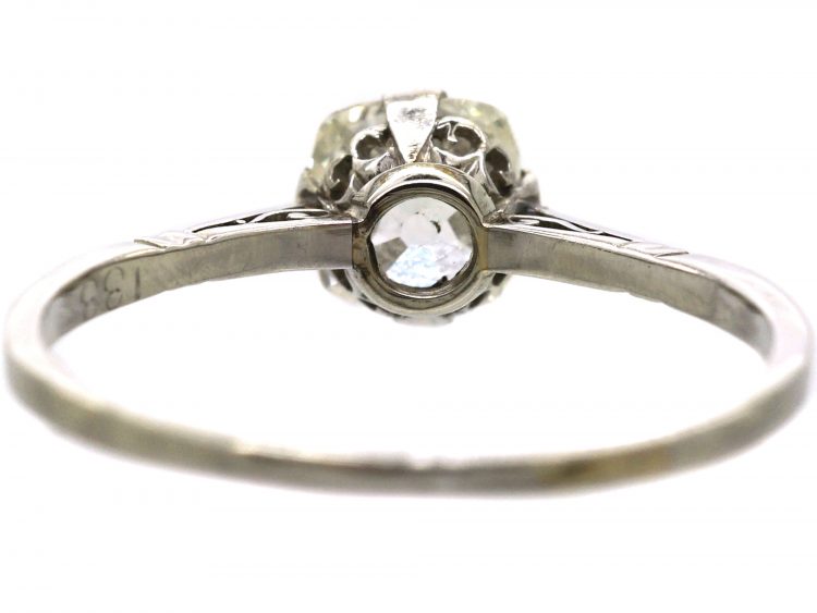 Edwardian Platinum, One Carat Old Mine Cut Diamond Solitaire Ring