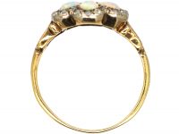 Edwardian 18ct Gold, Opal & Diamond Cluster Ring