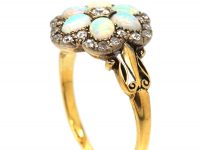 Edwardian 18ct Gold, Opal & Diamond Cluster Ring