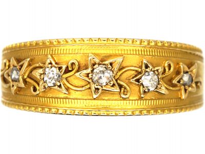 Victorian 18ct Gold & Diamond Ivy Leaf Design Ring