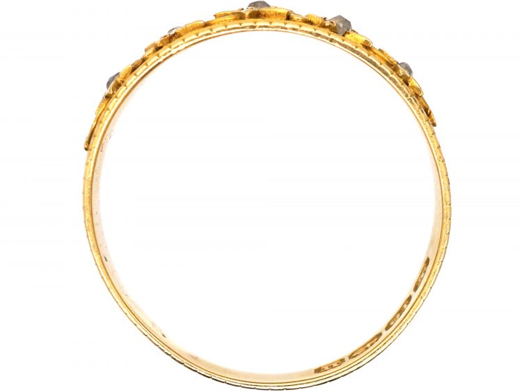 Victorian 18ct Gold & Diamond Ivy Leaf Design Ring