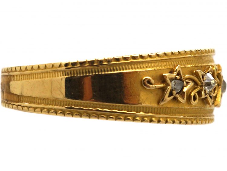 Victorian 18ct Gold & Diamond Ivy Leaf Design Ring