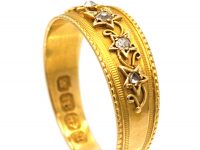 Victorian 18ct Gold & Diamond Ivy Leaf Design Ring