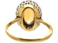1950s 18ct Gold, Topaz & Diamond Oval Cluster Ring