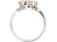 Edwardian Platinum, Two Stone Diamond Crossover Ring