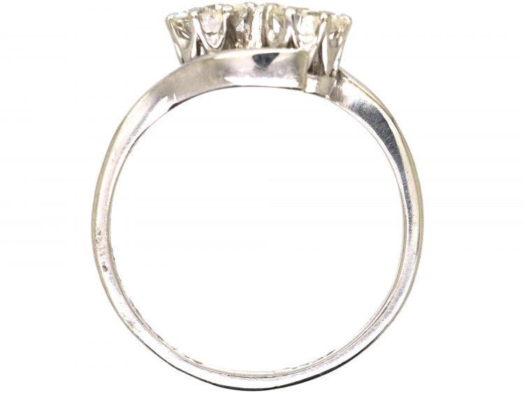 Edwardian Platinum, Two Stone Diamond Crossover Ring