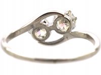 Edwardian Platinum, Two Stone Diamond Crossover Ring
