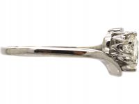 Edwardian Platinum, Two Stone Diamond Crossover Ring
