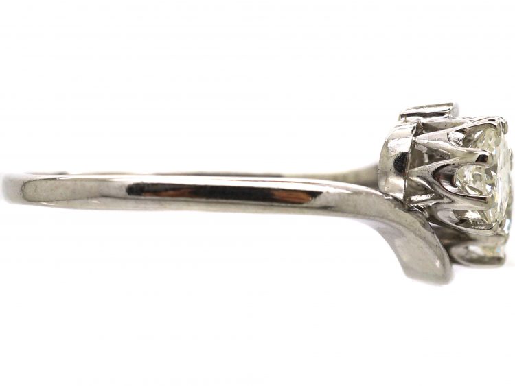 Edwardian Platinum, Two Stone Diamond Crossover Ring