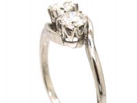 Edwardian Platinum, Two Stone Diamond Crossover Ring