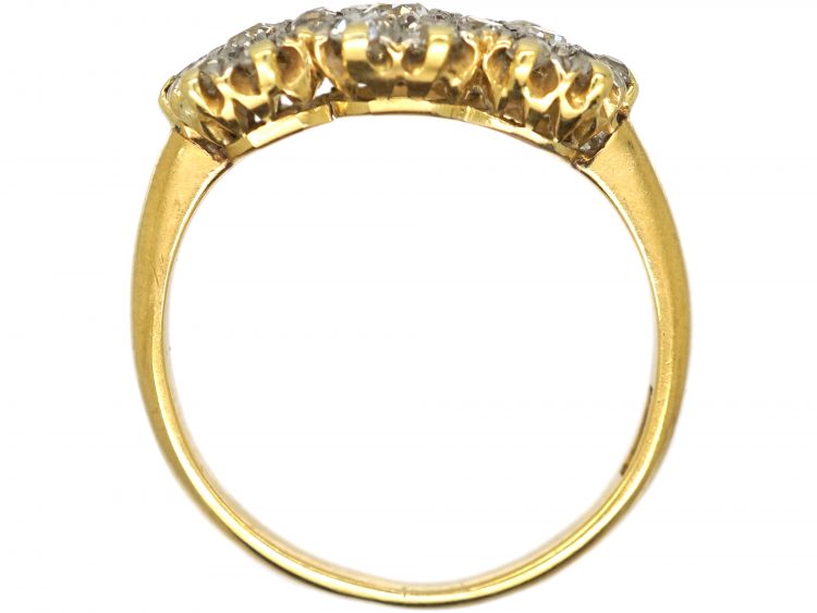 Edwardian 18ct Gold & Platinum, Diamond Triple Cluster Ring