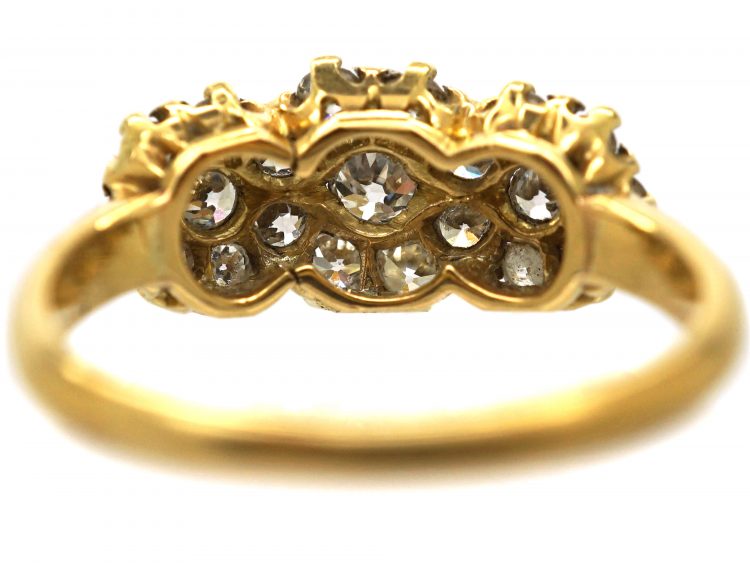 Edwardian 18ct Gold & Platinum, Diamond Triple Cluster Ring